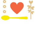 Icône illustrée d'un cœur au-dessus d'une cuillère avec 3 cheerios à gauche et une tige de blé à droite.